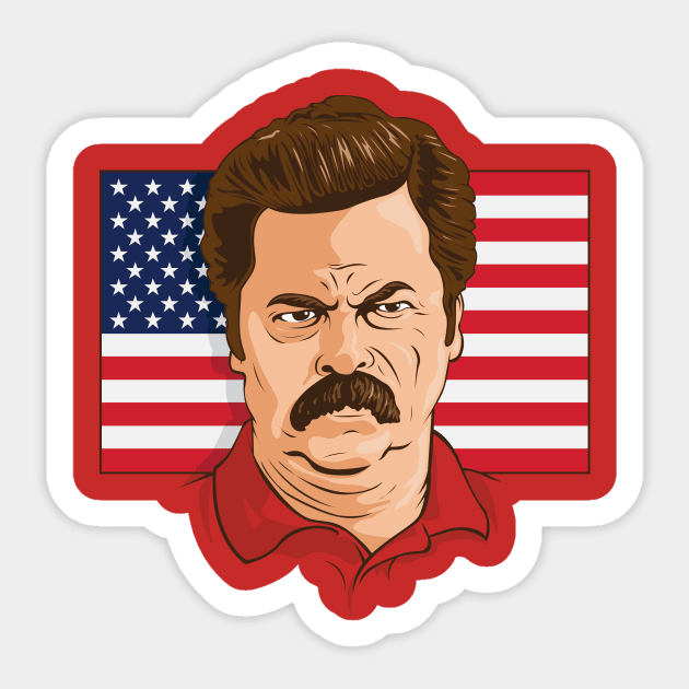 Ron Ulysses Swanson Sticker by stayfrostybro